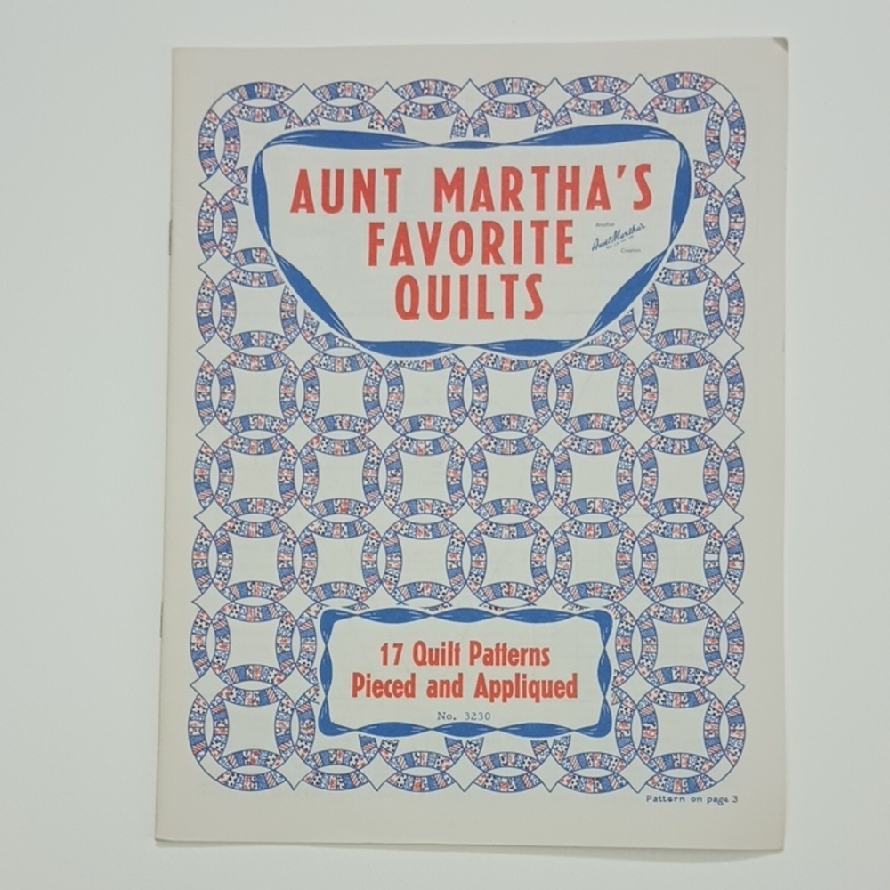 2/$20 VTG Aunt Martha's Favorite Quilts Pattern Book No. 3230 043272003027